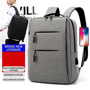 Men's large business backpack with USB charging port and multi-layer storage compartments