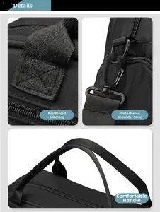 Detail of reinforced cross-stitching, detachable shoulder strap, and comfortable bag handles