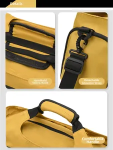 Détails du sac de voyage avec poignées velcro, crochets amovibles et rembourrage doux