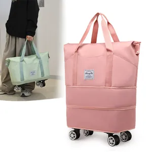 Sac de Voyage à Roulettes Grande Capacité Avec Compartiment à Chaussures Indépendant Séparation Sec Humide Imperméable Extensible Sac de Sport Pour Femmes Hommes