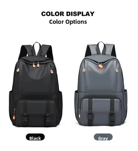 Farbauswahl wasserdichter Nylon-Rucksäcke in Schwarz und Grau mit orangen Akzenten
