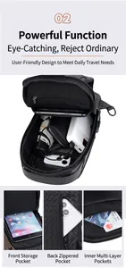 Detailansicht der Innenfächer und des geräumigen Stauraums der schwarzen gewebten Brusttasche