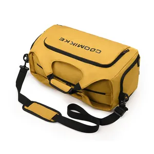 Grand sac de voyage jaune avec compartiment à chaussures et séparation sec-humide pour sport