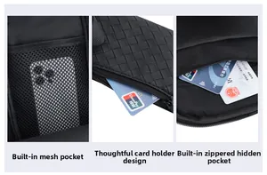 Details von Innentaschen, Kartenfächern und Diebstahlschutzreißverschluss in Web-Tasche