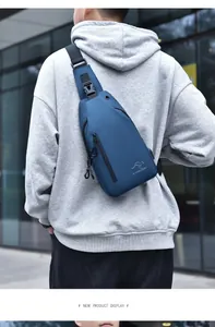 Blue waterproof sling bag for men with adjustable strap and durable zipper pocket