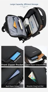 Detailed interior view of waterproof crossbody bag with multiple storage compartments