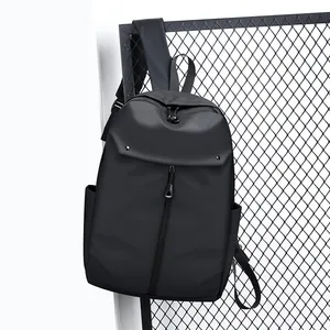 Minimalist black waterproof business backpack with large capacity for laptop and travel