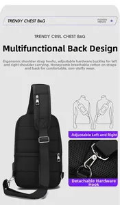 Details zur Herren-Brusttasche mit atmungsaktivem Mesh und verstellbaren Schulterhaken