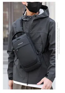 Detail view of anti-theft combination lock on waterproof black crossbody chest bag