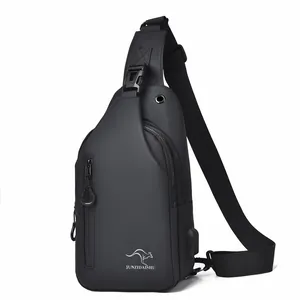 Men Waterproof Sling Bag With USB Charging Port Multi-Compartment Chest Bag Anti-Scratch Business Travel Crossbody Bag Pack