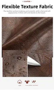 Detail of brown cowhide leather showing waterproof and scratch-resistant texture