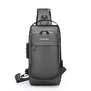 Men's multifunctional anti-theft sling bag with USB port and secure combination lock