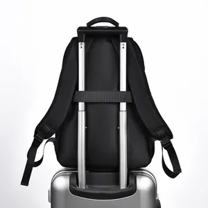 Sac à dos business noir avec sangle pour bagage et bretelles ergonomiques sur valise