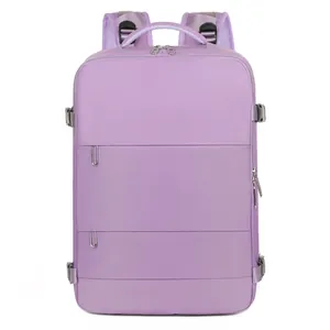 Zaino da viaggio lavanda capiente con scomparti multipli e cinghie di compressione