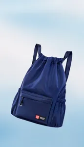 Sac à dos à cordon bleu marine léger ne pesant que 0,32 kg avec poches et fermetures éclair