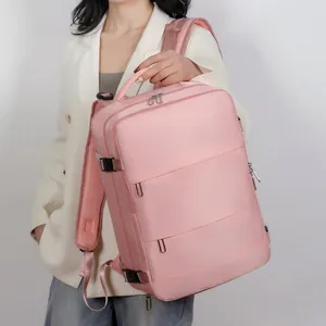Zaino da viaggio multifunzionale rosa per affari e tempo libero con grande capacità e fibbie