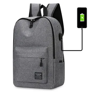 Zakelijk Casual USB Opladen Rugzak Grote Capaciteit Waterdicht Nylon Laptop Schooltas Voor Reizen Studenten Minimalistisch Effen Kleur Meerlagige Daypack