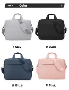 Sacoche ordinateur business en gris, noir, bleu et rose avec bandoulière rembourrée