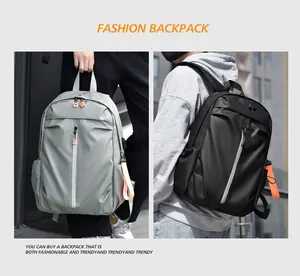 Détails de sacs à dos urbains étanches en gris clair et noir avec touches orange