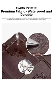 Detail of waterproof and scratch-resistant brown leather phone holster with metal buckle
