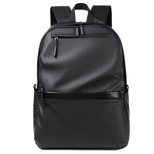 Waterproof black travel backpack with three zipper compartments and padded straps