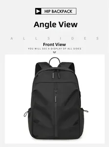 Front view of a black heavy-duty travel backpack with durable nylon fabric and zippers
