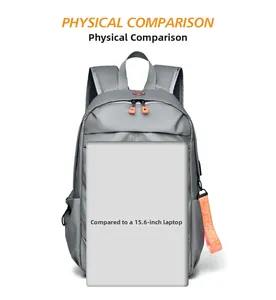 Sac à dos pour ordinateur 15,6 pouces avec détails orange montrant la grande capacité
