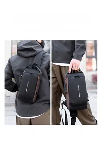 Outdoor view of multi-functional chest bag with security lock and USB port in two styles
