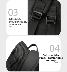 Detail of adjustable padded shoulder straps with breathable honeycomb mesh on a backpack