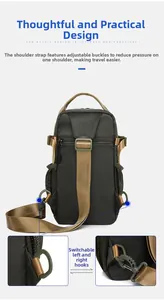 Detail of detachable buckle on tactical chest bag with adjustable shoulder strap feature