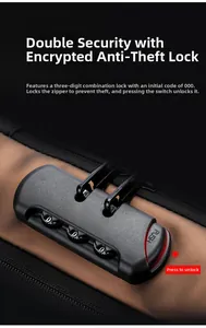 Detail view of a three-digit security combination lock on a crossbody chest bag strap