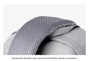 Close-up of honeycomb mesh shoulder straps with breathable 3D cushioning on chest bag