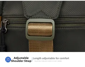 Detail of olive green honeycomb nylon fabric with adjustable buckle and durable strap
