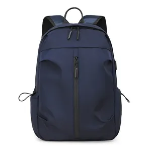 Modern navy blue travel backpack with multi-pocket design for business and casual use