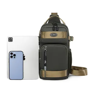 Waterproof military green men's chest bag with large capacity and tactical outdoor design