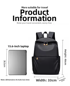 Tableau des tailles détaillé du sac à dos noir pour ordinateur portable de 15,6 pouces