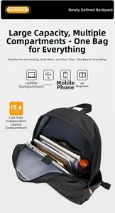 Vue macro des compartiments internes et de la poche PC 15,6 pouces du sac à dos noir