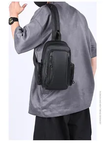 Modern waterproof crossbody chest bag with multi-pocket design and ergonomic strap