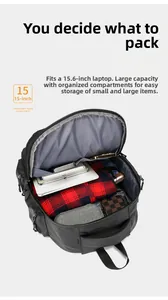 Detail view of the large capacity interior with 15.6 inch laptop compartment
