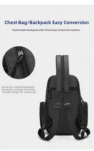 Detail of zipper shoulder strap for 3-in-1 switch between backpack and chest bag