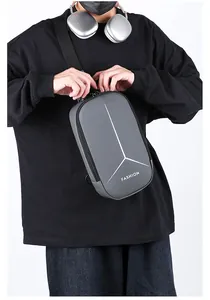 Urban chest bag with waterproof grey finish and adjustable nylon shoulder strap