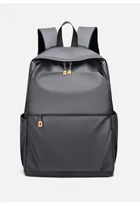 Sac à dos d'affaires gris avec fermetures éclair orange et tissu mat imperméable