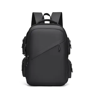 Waterproof black business backpack with laptop compartment and ergonomic straps for travel