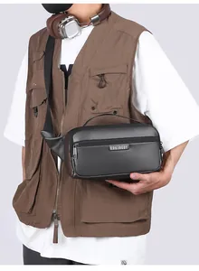 Charcoal multifunctional crossbody bag with waterproof coating and quick-release buckle