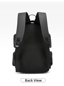 Sac à dos noir pour homme avec bretelles respirantes et sangle pour bagage de voyage