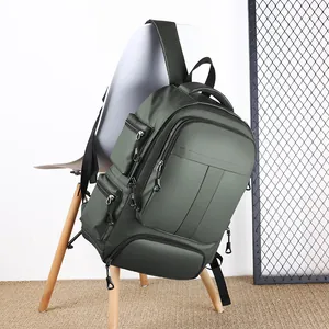 Sac à dos d'affaires imperméable vert militaire à grande capacité pour les voyages