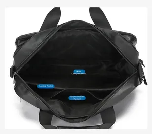 Binnenzicht van de laptoptas met laptopvak en hoofdvak voor zakelijke aktetassen