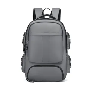 Sac à dos d'affaires gris imperméable avec poches multiples et bretelles ergonomiques