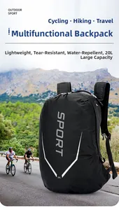 Close-up of 20L lightweight tear-resistant cycling backpack with reflective Sport design