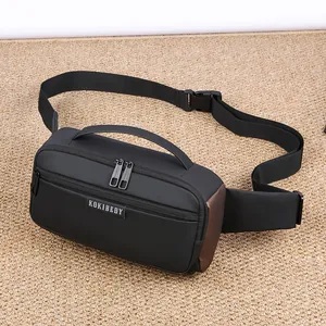 Men Fashion Waterproof Oxford Cloth Chest Bag Casual Crossbody Shoulder Bag With Top Handle Adjustable Strap Multi Pocket Sport Waist Bag For Daily Travel